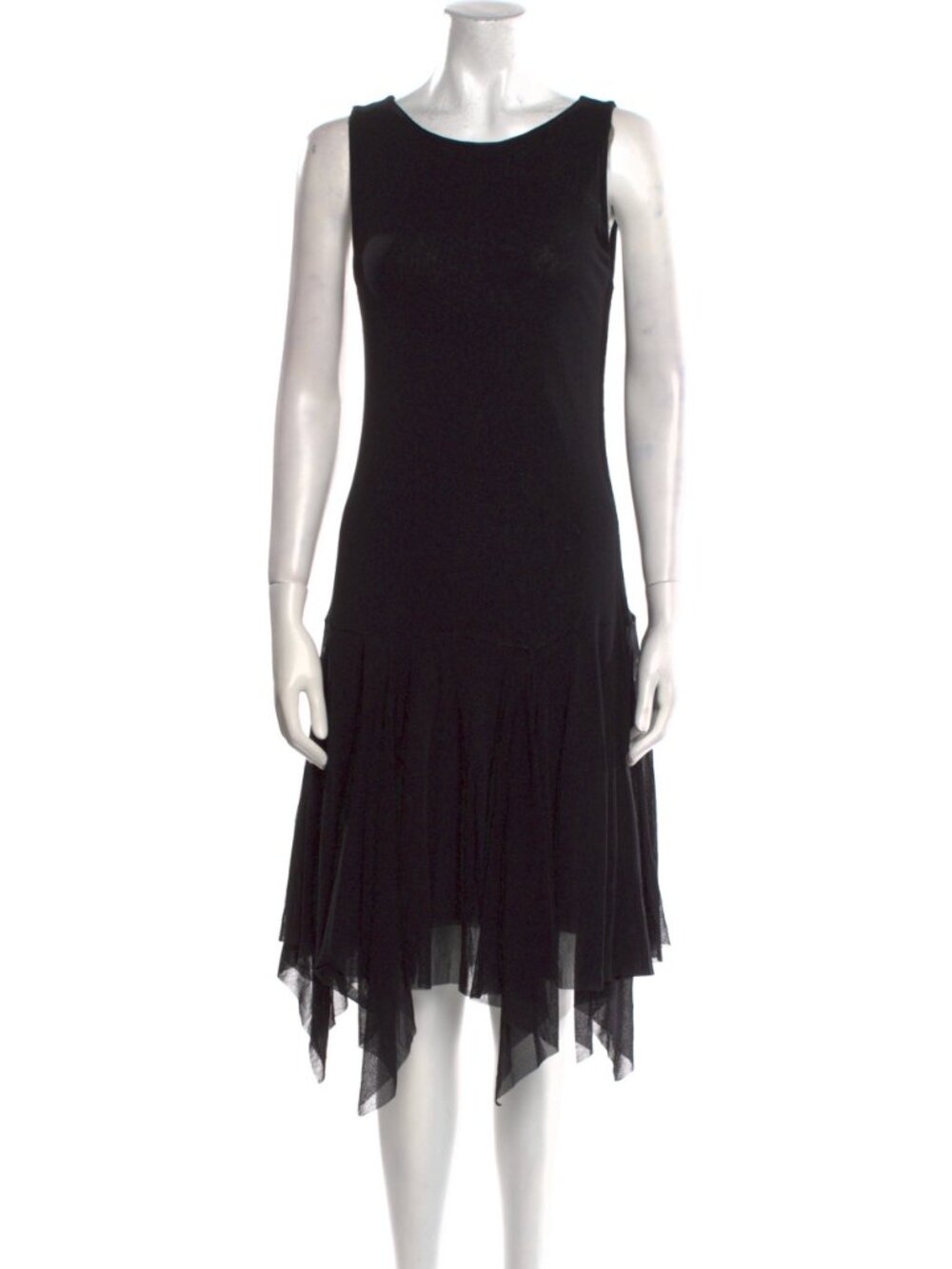 Jean Paul Gaultier Soleil Black Sheer Handkerchief Hem Dress size small